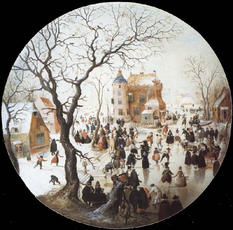 Hendrick Avercamp A Winter Scene with Skaters near a Castle